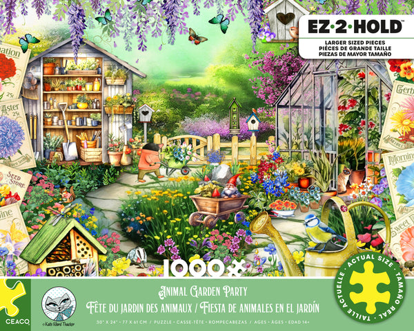 EZ 2 Hold - Animal Garden Party - 1000 Oversized Piece Puzzle