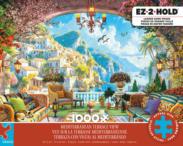 EZ 2 Hold - Mediterranean Terrace View - 1000 Oversized Piece Puzzle