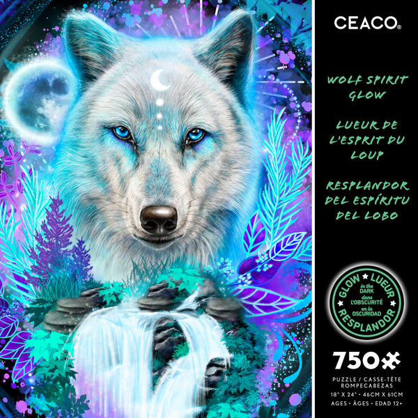 Wolf Spirit Glow - 750 Piece Glow-in-the-Dark Puzzle