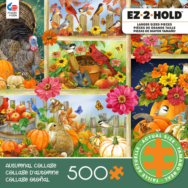 EZ 2 Hold - Autumnal Collage- 500 Oversized Piece Puzzle