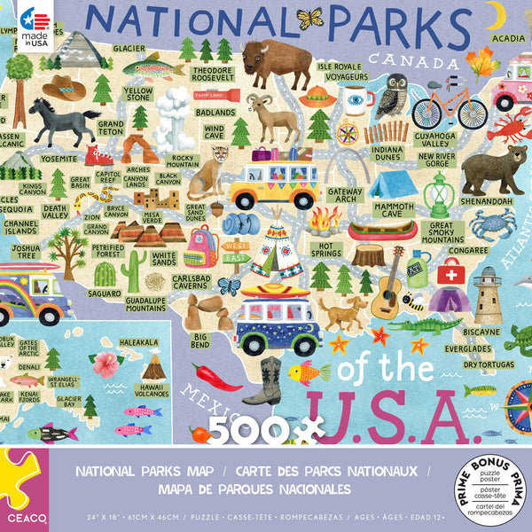 500 Piece Puzzle - National Parks Map